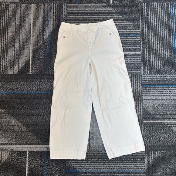 Spanx Large Stretch twill cropped wide leg pants  White - Picture 2 of 10